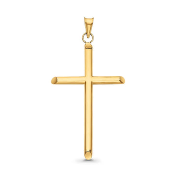 Yellow 14K Gold Real Religious Cross Charm Pendant 29mmX31mm 2.1grams